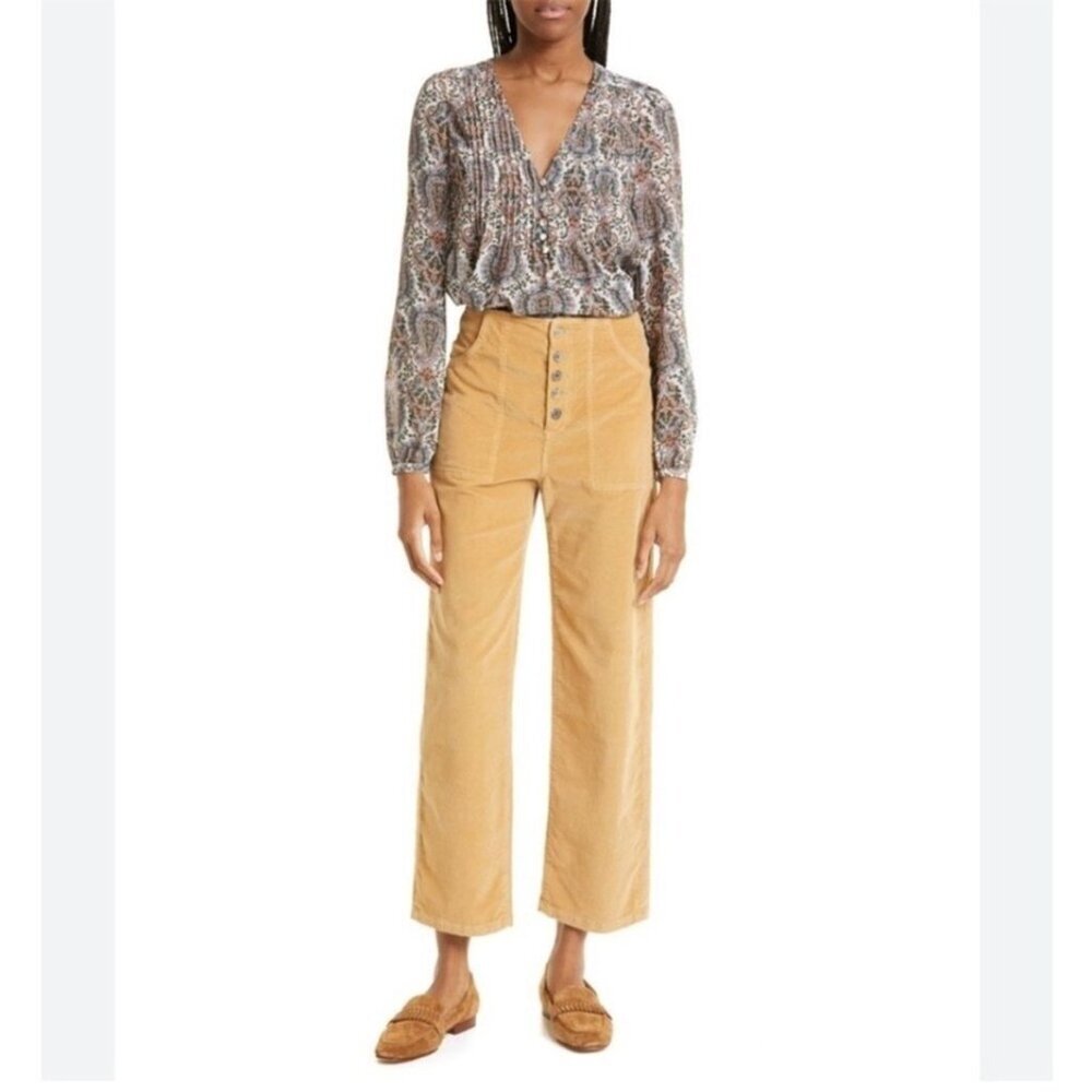 Veronica‎ Beard Size 29 Crosbie Corduroy Crop Wide Leg Pants In Wood Thrush - Picture 2 of 13